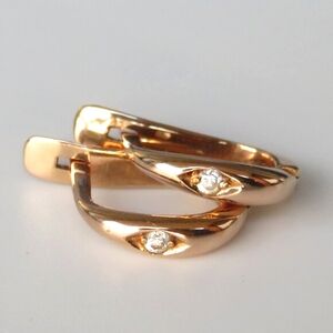 Solid 14K Rose Gold Fianite Mini Hoops